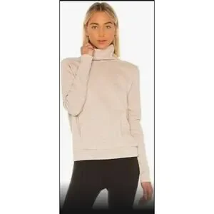 ALO Yoga Tops Alo Yoga Clarity Long Sleeve Turtleneck Sweatshirt In Putty Heather Tan Small Poshmark